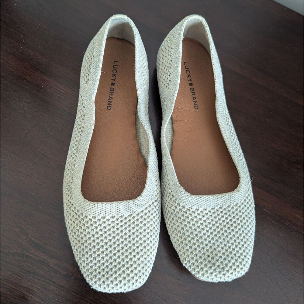 Lucky Brand Daneric Metallic Knit Flats Washable Ballet Shoes Size 7